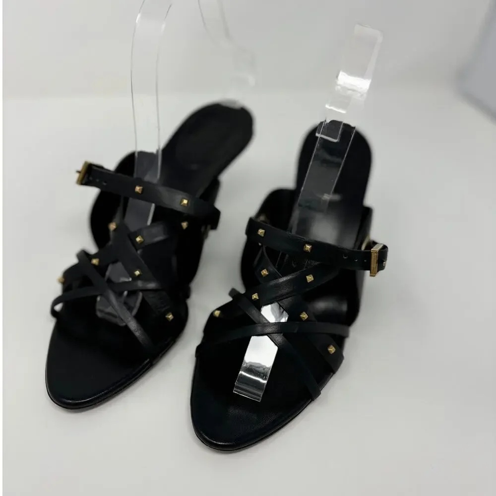 Gucci Women's Black Studded Strappy Heels Size 8 - Picture 11 of 16